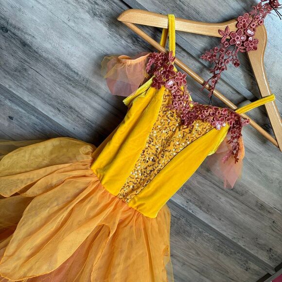 Weissman 13511 Petal Tutu Seasons Fairy Ballet Dance Costume Yellow Velvet Gold - Picture 2 of 14